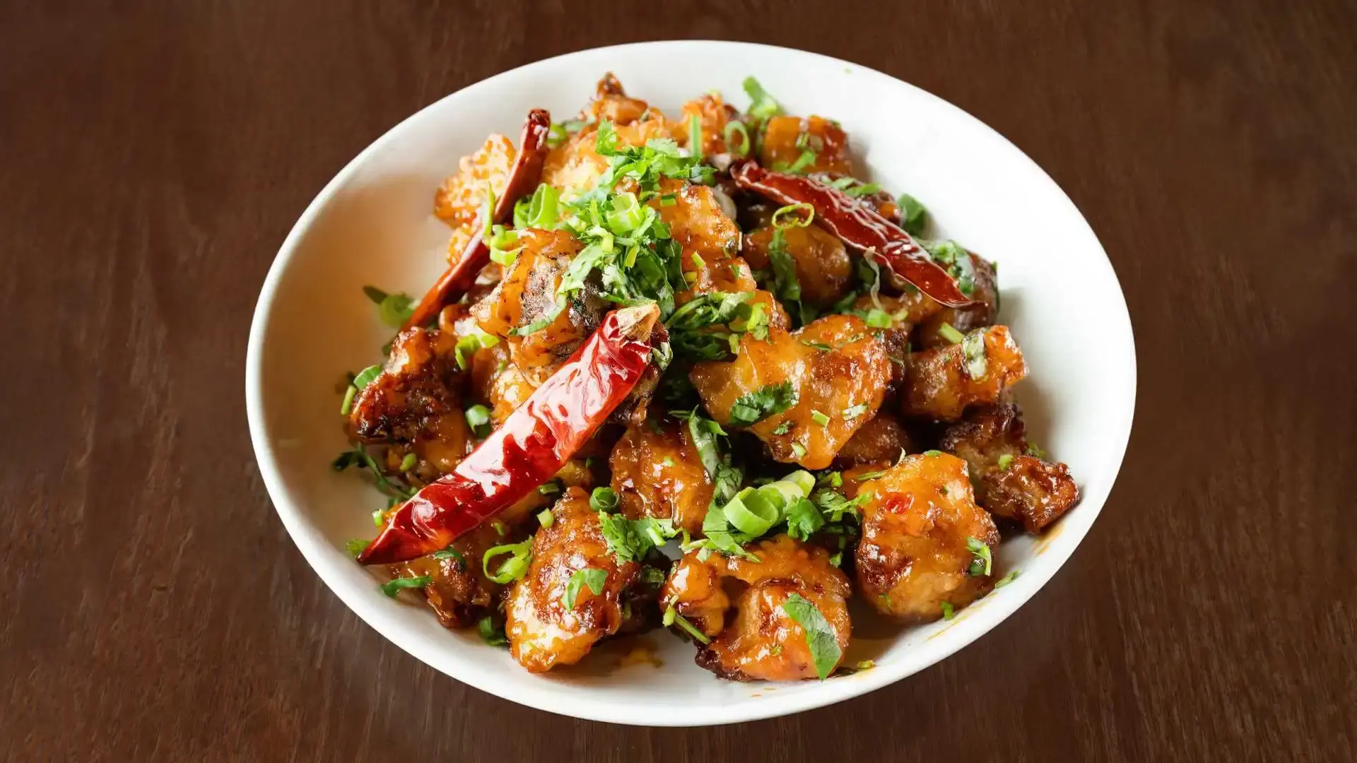 Chilli Chicken - spicy Indo-Chinese dish at Bharat Masala Mill Woods Edmonton