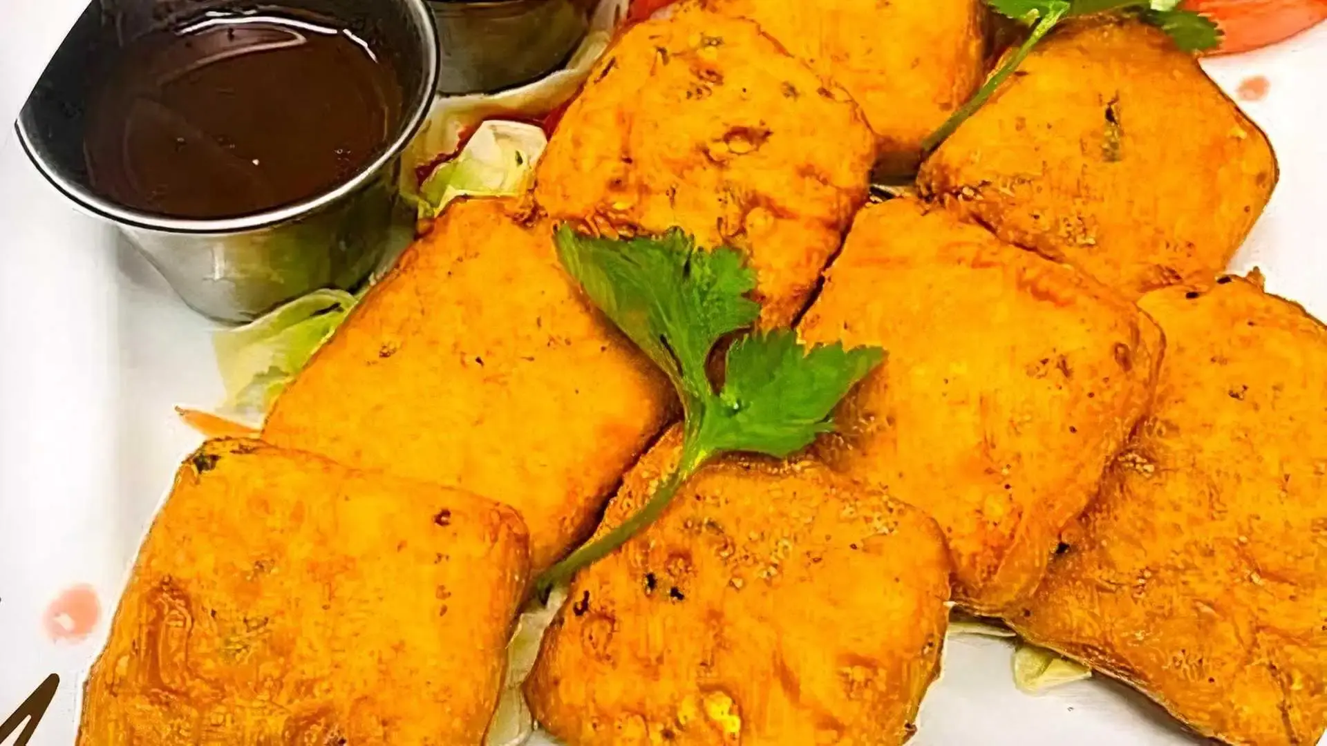 Paneer Pakora - vegetarian Indian fritters at Bharat Masala Mill Woods Edmonton